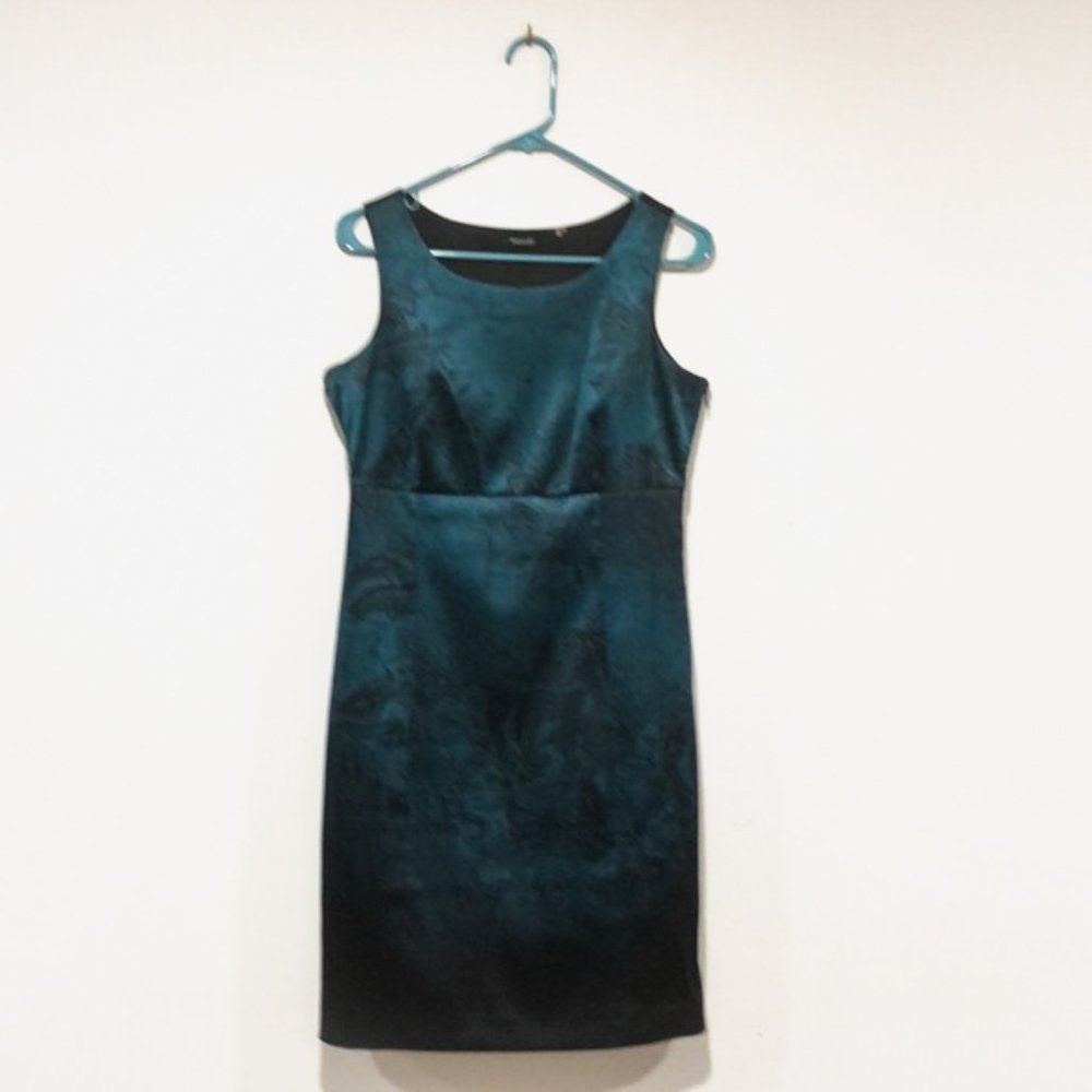 TAHARI dress 8 amazing dark teal and black fabric
